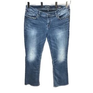 Silver Jeans Co Suki Mid Rise Straight Leg Medium Wash Super Stretch Jeans 36